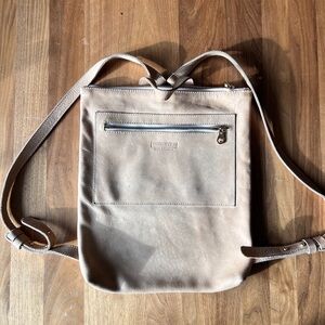 Parker Clay Elegant Beige Leather Backpack